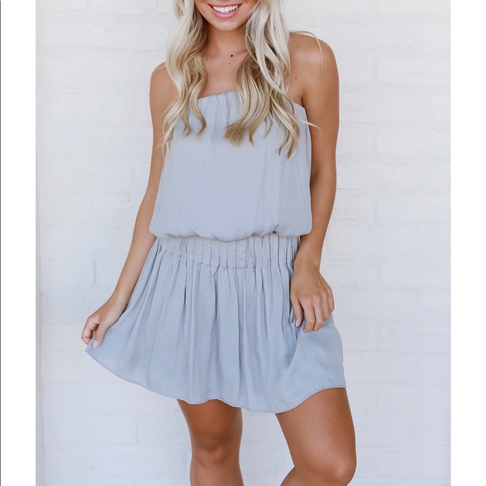 DO+BE Light Gray Strapless Mini Dress